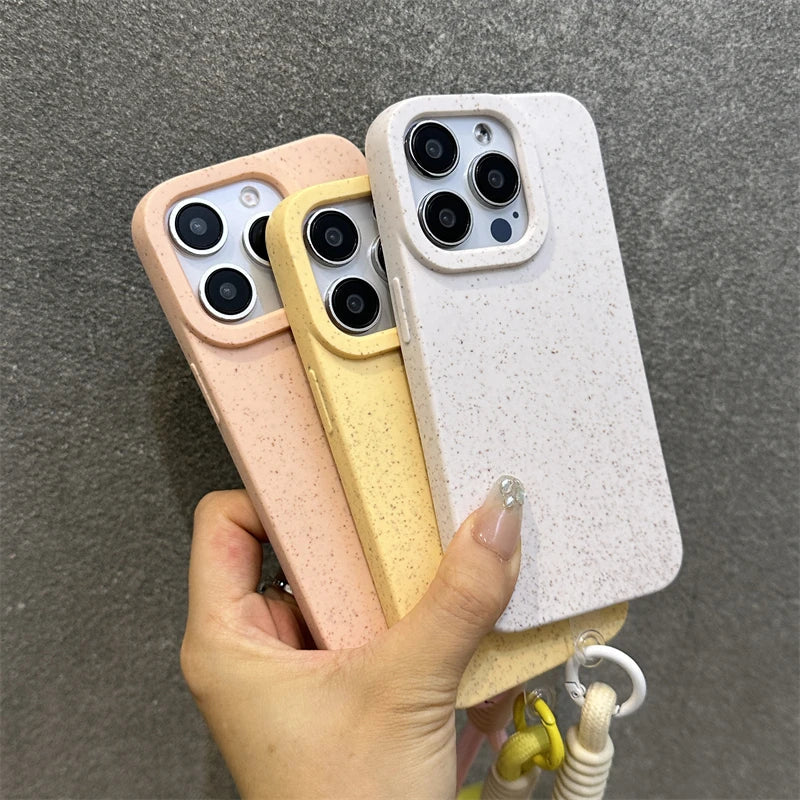 iPhone-Hülle aus Weizenstroh mit Armband – umweltfreundlich, stoßfest