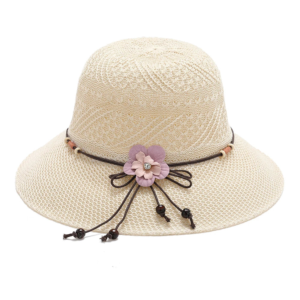 Foldable Fisherman Straw Bow Hat  Women Sunscreen Sweet Summer Vacation Casual Holiday Women's Girls Fashion Bucket Beach Hat