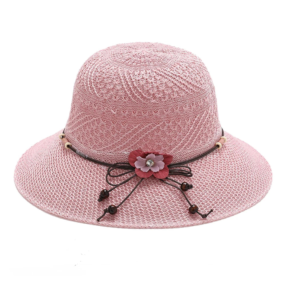 Foldable Fisherman Straw Bow Hat  Women Sunscreen Sweet Summer Vacation Casual Holiday Women's Girls Fashion Bucket Beach Hat