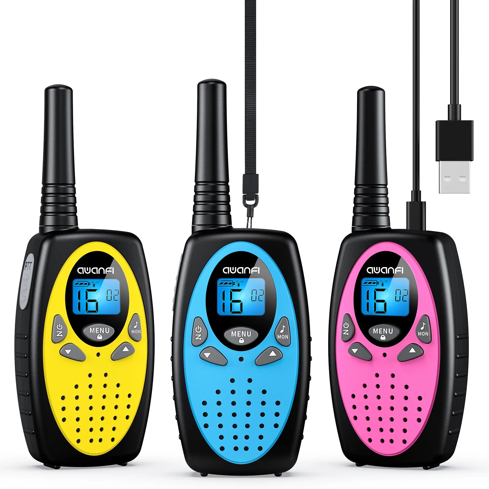 2/3/4 pcs Rechargeable Walkie Talkie  for Kids & Adults, 16 Channels, 1200mAh Battery, 2-Way Radios for Gift, Camping, Hiking