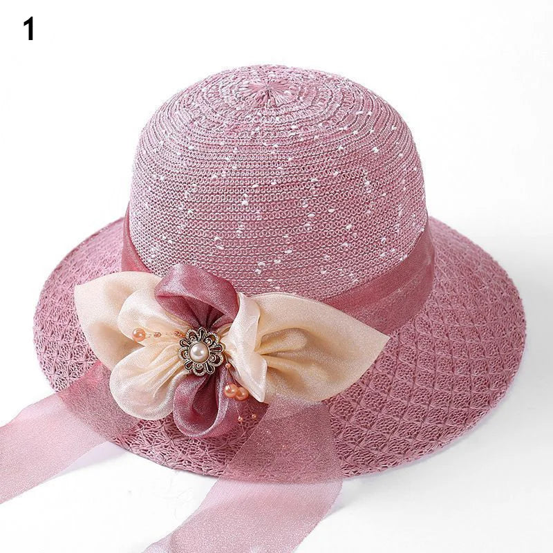 Foldable Fisherman Straw Bow Hat  Women Sunscreen Sweet Summer Vacation Casual Holiday Women's Girls Fashion Bucket Beach Hat