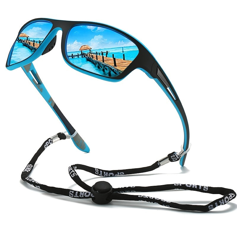 1pc Trendy Classic Retro Polarized With Strap, For Men Women Outdoor Sports Vacation Travel Driving Fishing Cycling Decors Photo Props