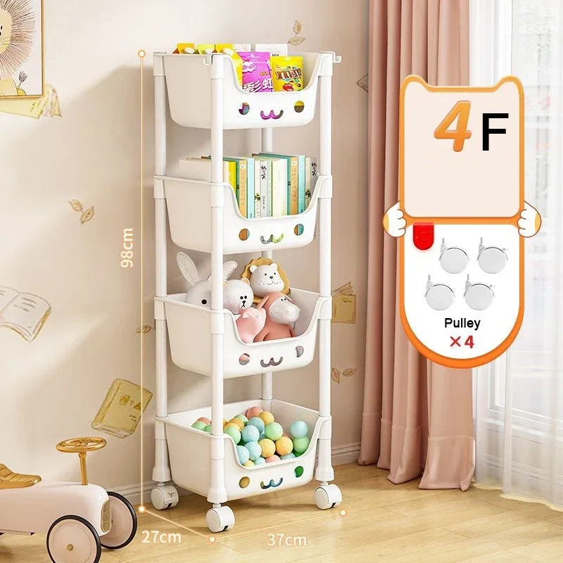 Kitchen Storage Trolley Movable Children's Toy Storage Racks Multi-Layer Home Detachable  Large Capacity Snack Storages Trolley