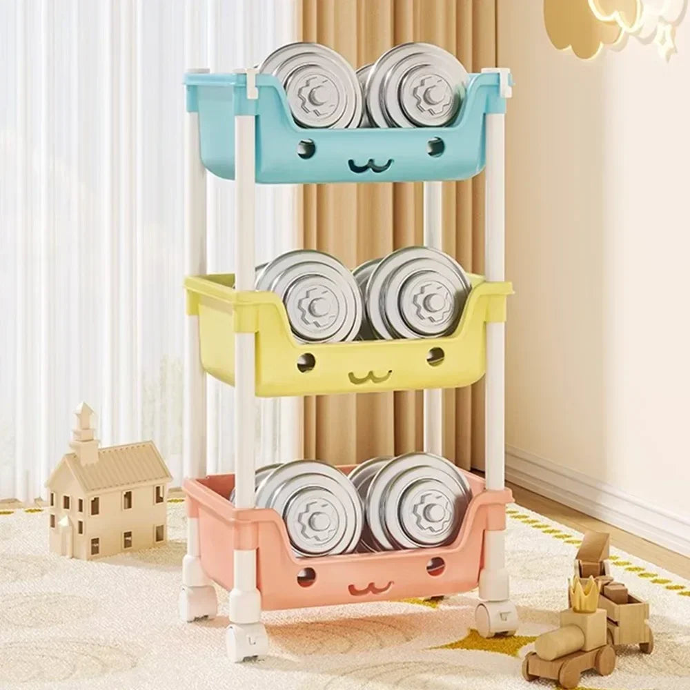Kitchen Storage Trolley Movable Children's Toy Storage Racks Multi-Layer Home Detachable  Large Capacity Snack Storages Trolley