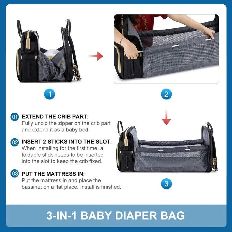 Foldable Baby Crib Diaper Bag