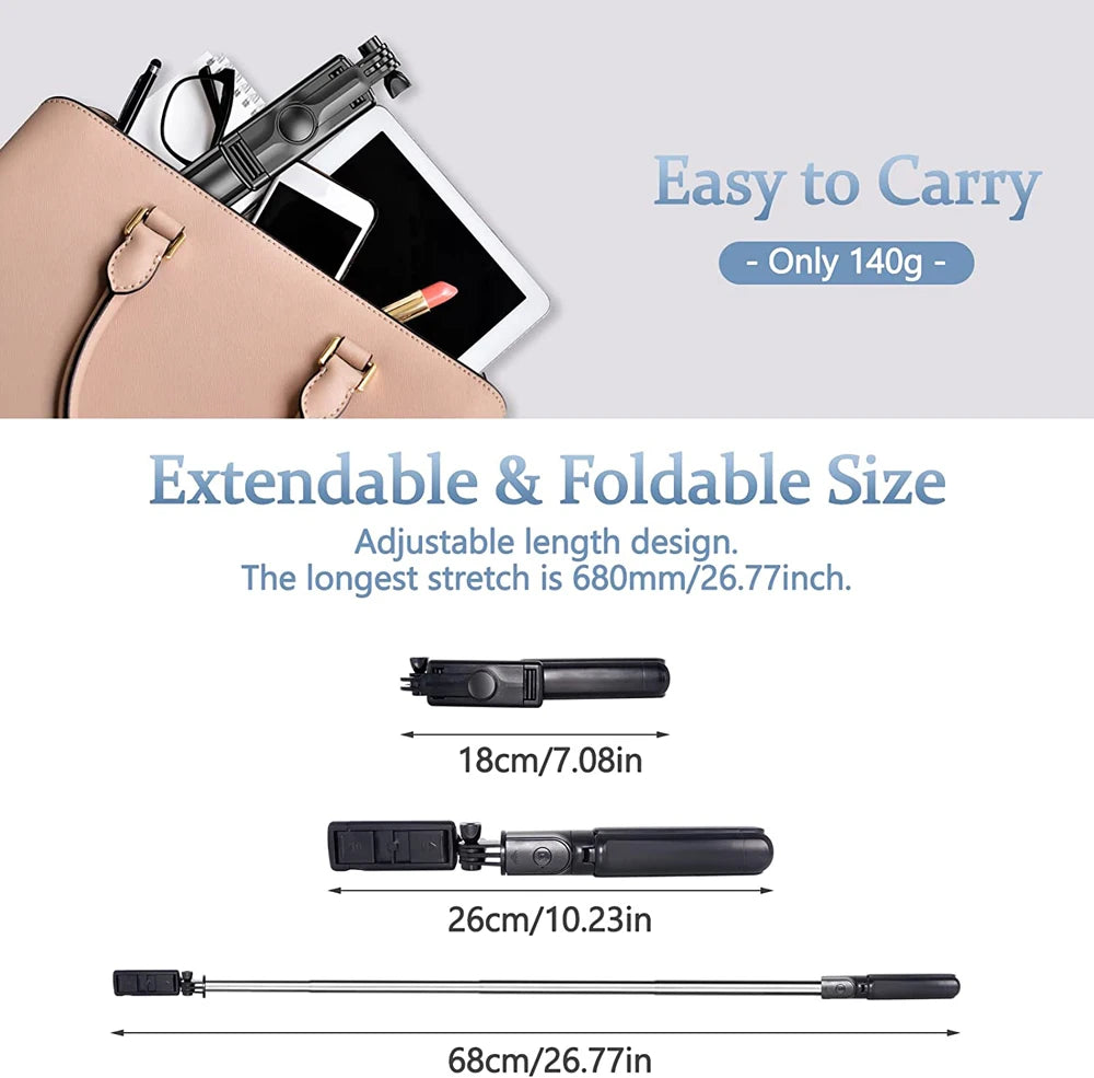 Selfie Stick Tripod Extendable Wireless Bluetooth Remote