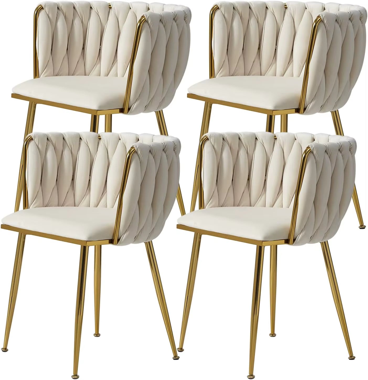 Modern Dining Chair with Golden Metal Legs