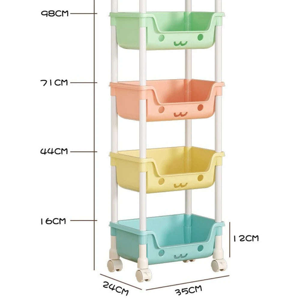 Kitchen Storage Trolley Movable Children's Toy Storage Racks Multi-Layer Home Detachable  Large Capacity Snack Storages Trolley