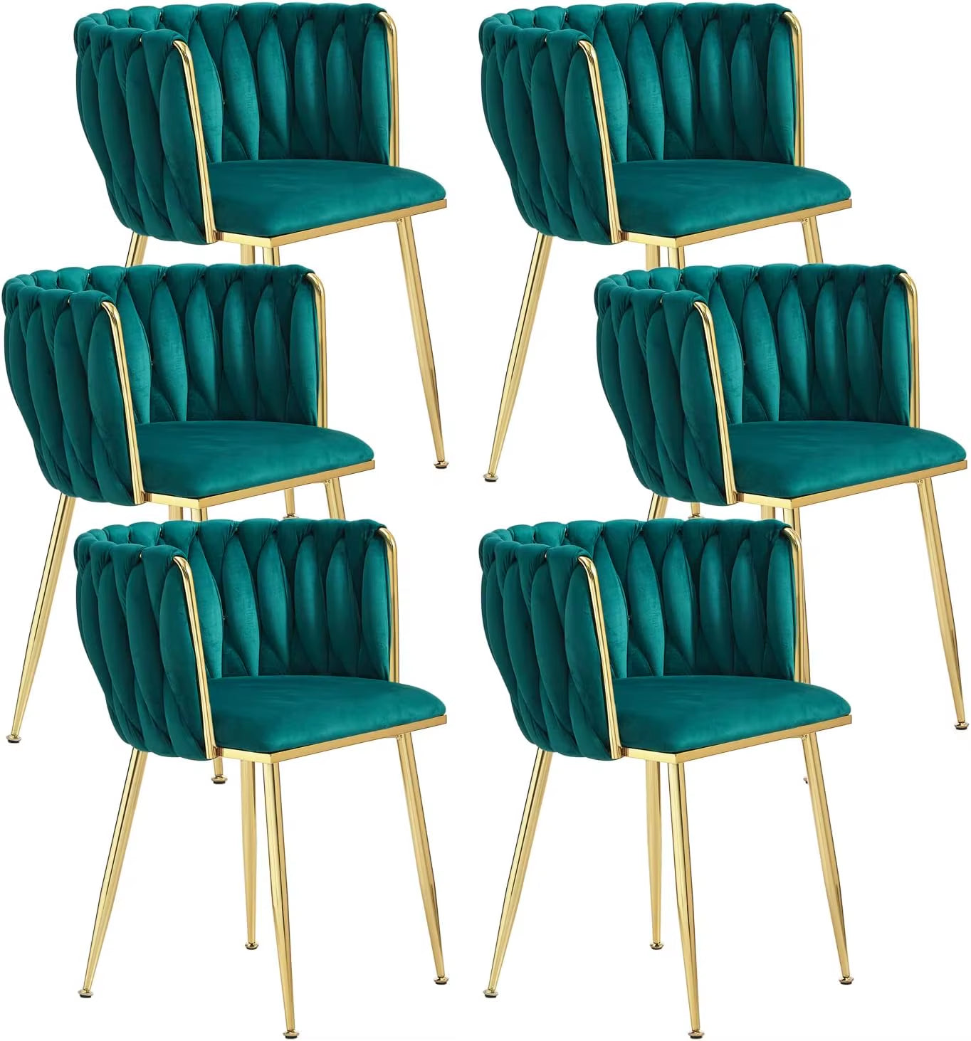 Modern Dining Chair with Golden Metal Legs