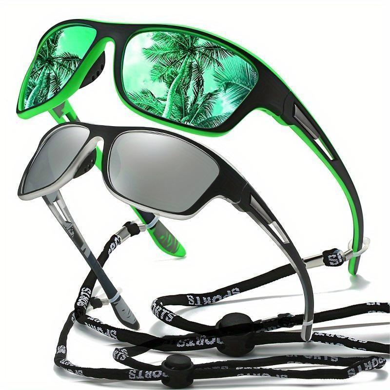 1pc Trendy Classic Retro Polarized With Strap, For Men Women Outdoor Sports Vacation Travel Driving Fishing Cycling Decors Photo Props