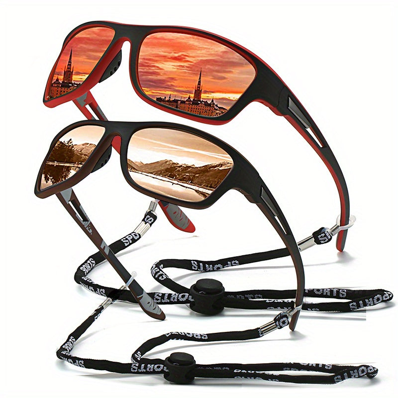 1pc Trendy Classic Retro Polarized With Strap, For Men Women Outdoor Sports Vacation Travel Driving Fishing Cycling Decors Photo Props
