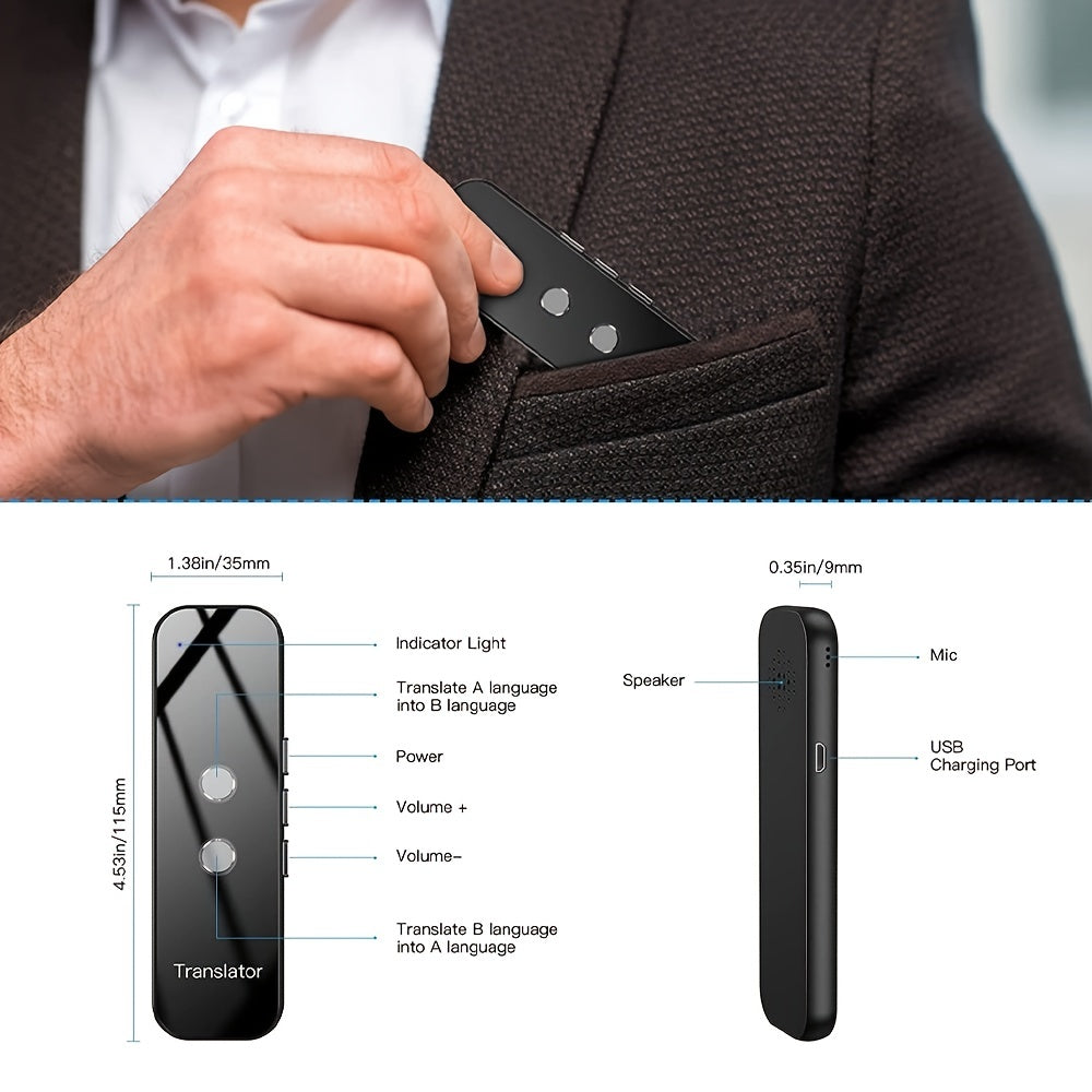 137 Languages Supported Two-Way Instant Portable Language Translator Device, High Accuracy APP Online Voice Translation for Travel Business Learning