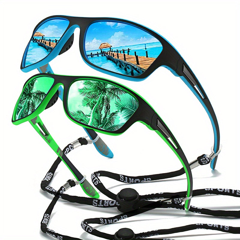 1pc Trendy Classic Retro Polarized With Strap, For Men Women Outdoor Sports Vacation Travel Driving Fishing Cycling Decors Photo Props