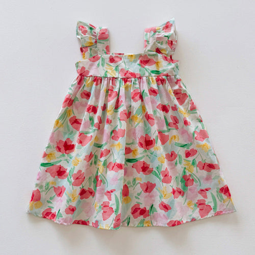 Summer Arrival Floral Pattern Square Neck Sleeveless Dress for Stylish