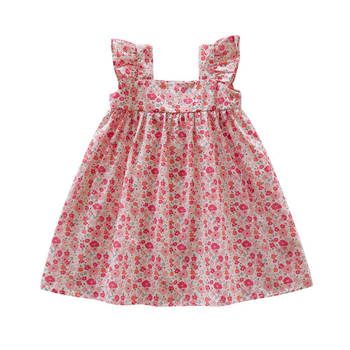 Summer Arrival Floral Pattern Square Neck Sleeveless Dress for Stylish
