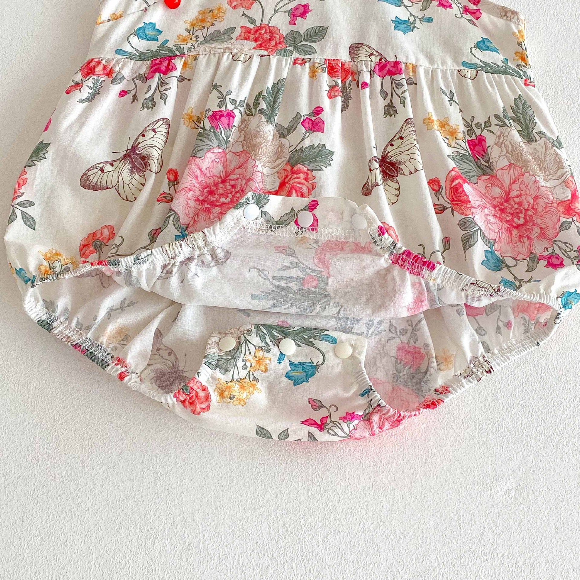 Summer Arrival Baby Girls Cute Floral Sleeveless Stand Collar Onesies