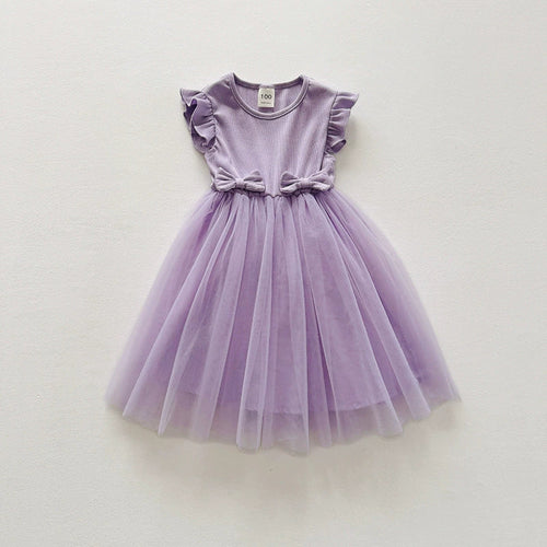 Summer Arrival Sleeveless Solid Color Tulle Patchwork Dress for