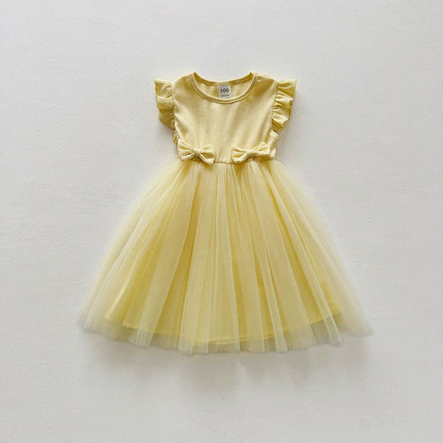 Summer Arrival Sleeveless Solid Color Tulle Patchwork Dress for