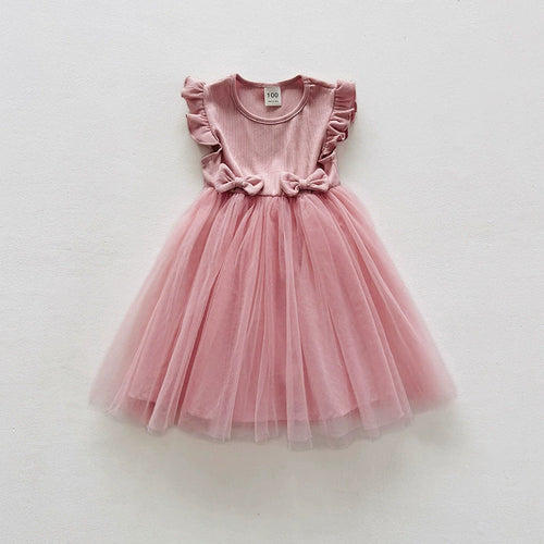 Summer Arrival Sleeveless Solid Color Tulle Patchwork Dress for