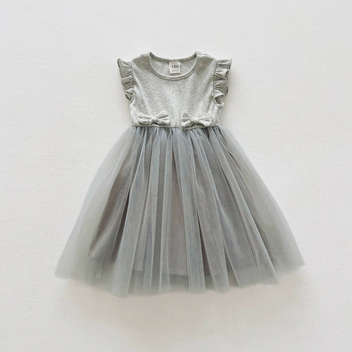 Summer Arrival Sleeveless Solid Color Tulle Patchwork Dress for