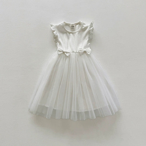 Summer Arrival Sleeveless Solid Color Tulle Patchwork Dress for